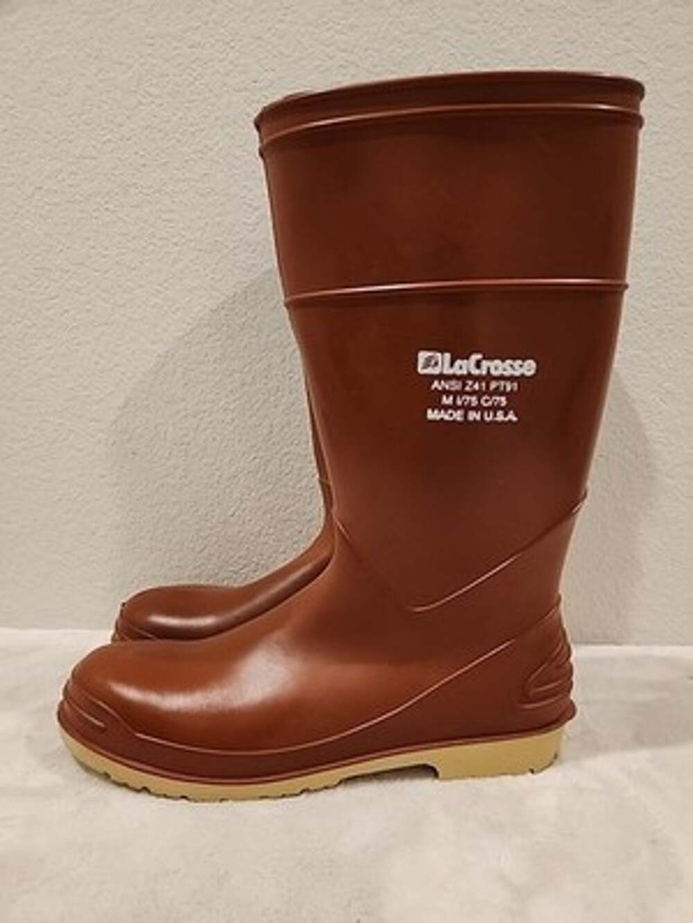 LaCrosse Rubber Work Boots Steel Toe Men's 12 Brown Water Proof